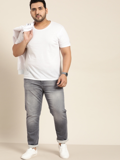 

Sztori Men Plus Size Grey Slim Tapered Fit Heavy Fade Stretchable Jeans