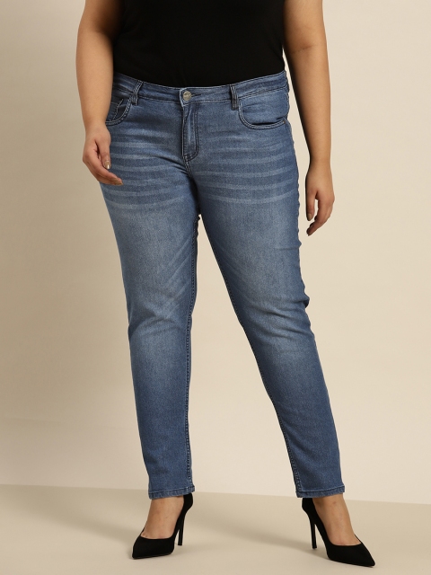 

Sztori Women Plus Size Blue Skinny Fit Light Fade Mid-Rise Stretchable Jeans