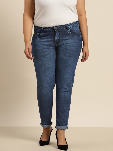 

Sztori Women Plus Size Blue Skinny Fit Stretchable Jeans