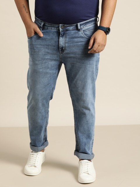 

Sztori Men Plus Size Blue Light Fade Slim Tapered Fit Stretchable Jeans