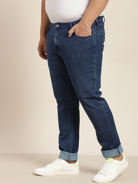 

Sztori Men Plus Size Navy Blue Slim Tapered Fit Stretchable Jeans