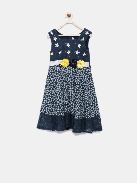 

Dreamszone Girls Navy Floral Print Fit & Flare Dress, Navy blue