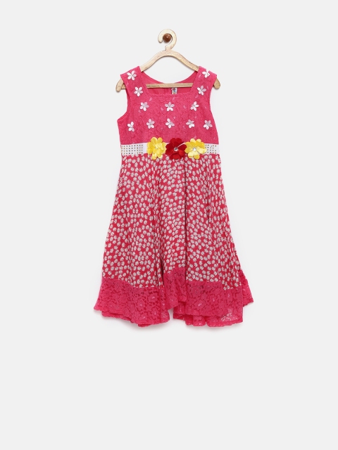 

Dreamszone Girls Pink Floral Print Fit & Flare Dress