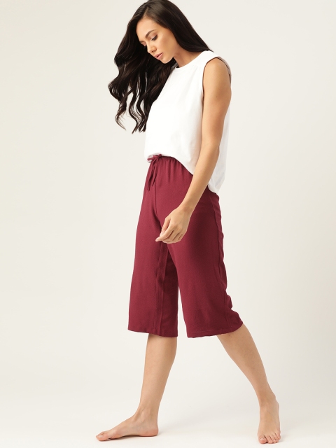 

ETC Women Maroon Solid Lounge Capris