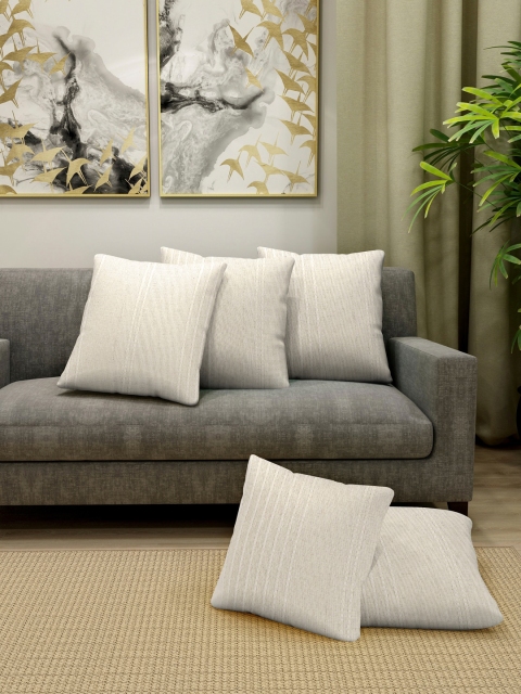 

KLOTTHE Beige Set of 5 Square Woven Cushion Covers