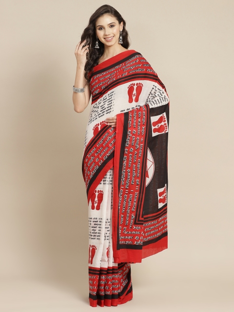 

Juniper Women Red & Black Ethnic Motifs Print Pure Cotton Bagru Saree