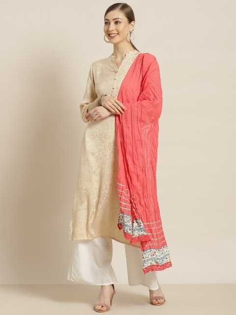 

Juniper Pink Pure Cotton Dupatta with Gotta Patti