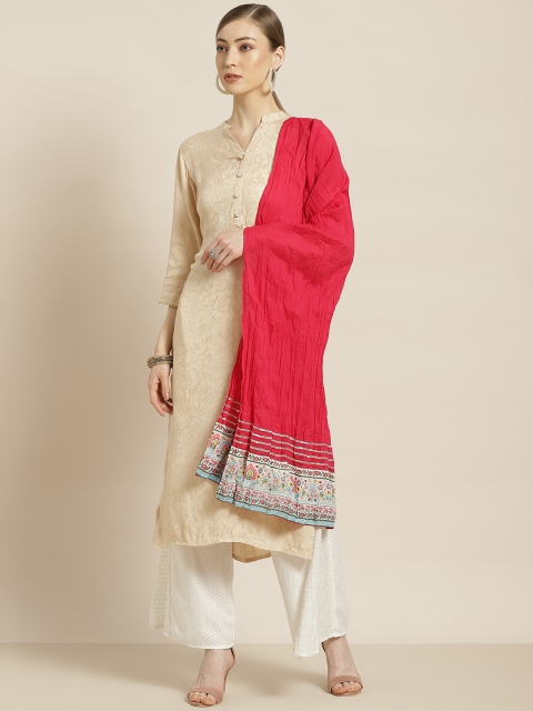 

Juniper Red Pure Cotton Dupatta with Gotta Patti