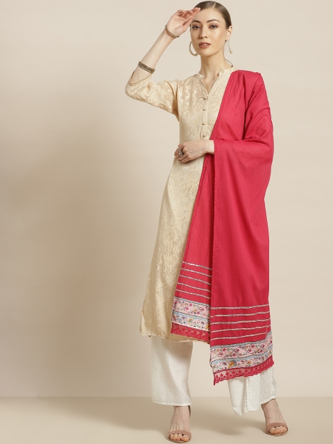 

Juniper Pink Pure Cotton Dupatta with Gotta Patti