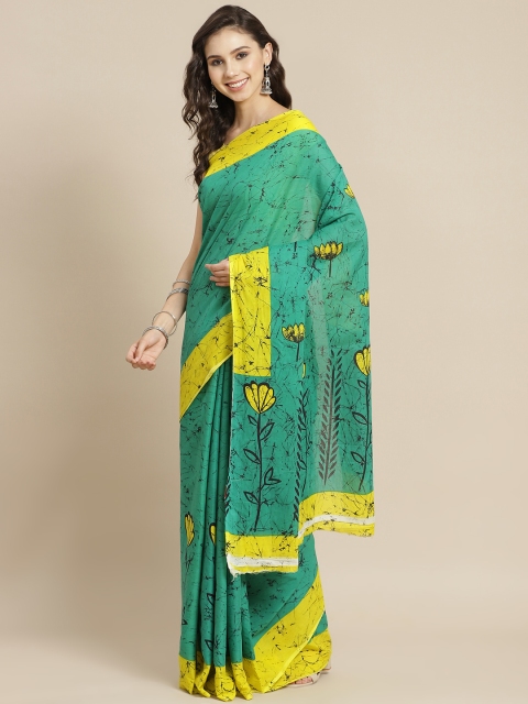 

Juniper Green Tie and Dye Pure Cotton Bagru Saree