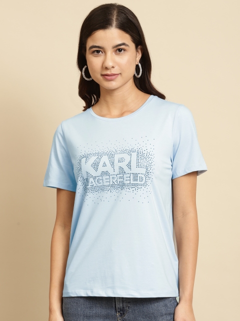 

COVER STORY Women Blue Typography Embellished T-shirt