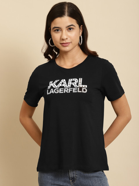 

COVER STORY Women Black & White Typography Printed T-Shirt
