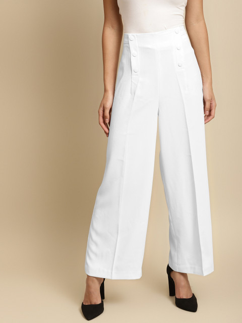 

COVER STORY Women White Solid High-Rise Culottes Trousers