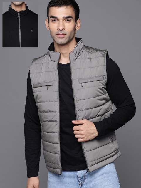 

Louis Philippe Men Grey & Black Reversible Padded Jacket