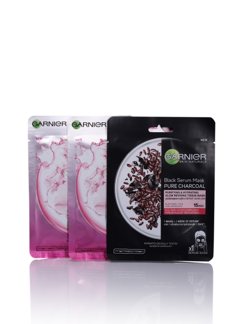 

Garnier Set of 2 Sakura White + 1 Charcoal Serum Sheet Masks, Pink