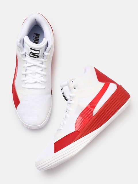 

PUMA Hoops Unisex White & Red Clyde All-Pro Team Mid-Top Basketball Shoes