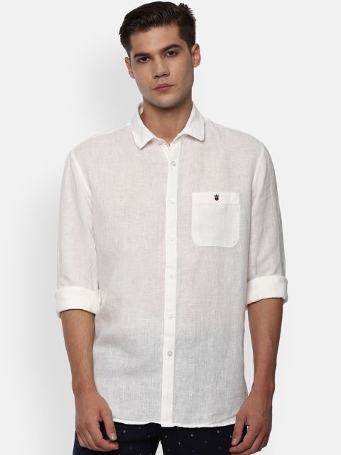 

Louis Philippe Jeans Men White Slim Fit Linen Casual Shirt