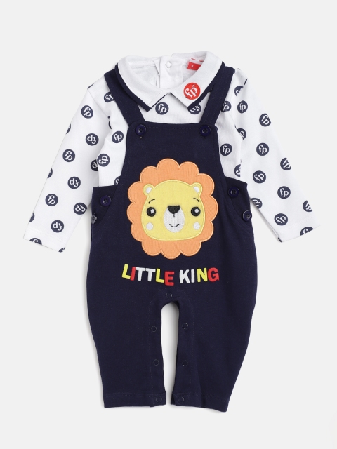 

Fisher Price X Moms Love Infant Boys Navy Blue & White Cotton T-shirt with Dungarees