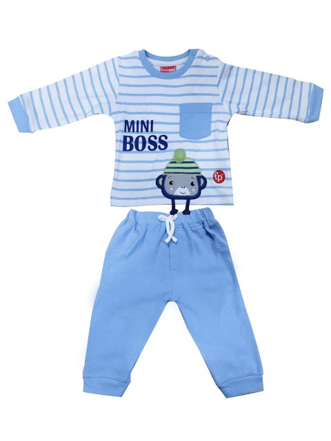 

Fisher Price X Moms Love Infant Boys White & Blue Striped Cotton Night suit