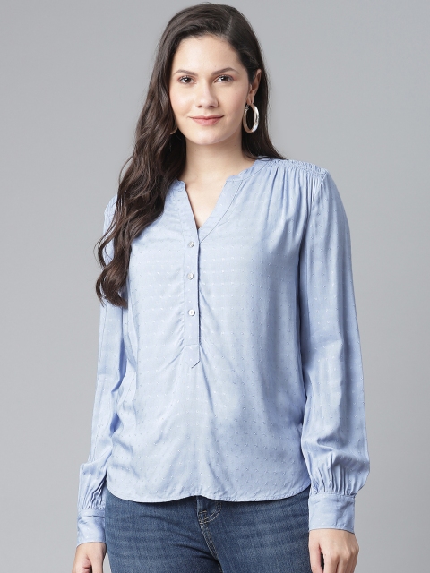 

Marks & Spencer Women Blue Woven Design Casual Shirt