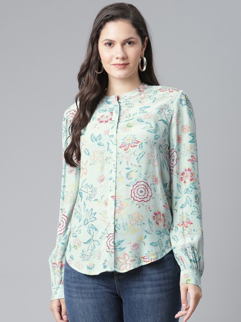 

Marks & Spencer Women Blue & Pink Floral Printed Casual Shirt