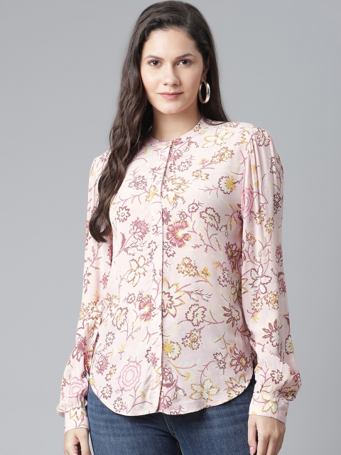 

Marks & Spencer Women Pink & Maroon Floral Printed Casual Shirt