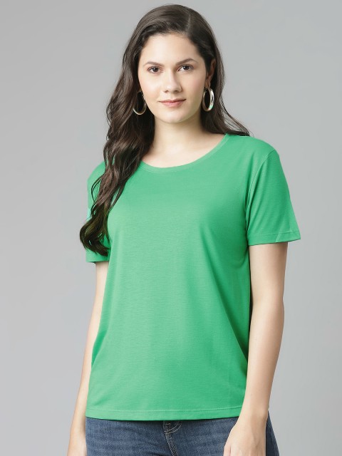 

Marks & Spencer Women Green Relaxed Fit Solid T-shirt