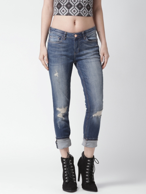 

Silvian Heach Women Blue Tina Slim Fit Mildly Distressed Stretchable Jeans