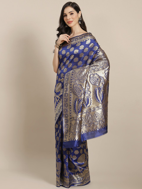 

Mitera Blue & Golden Woven Design Kanjeevaram Saree