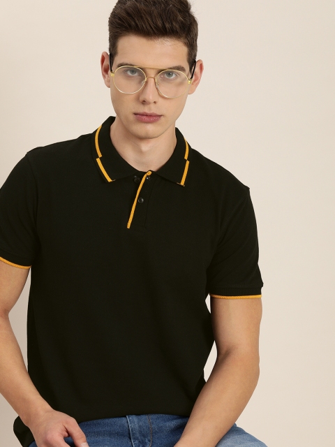 

INVICTUS Men Black Solid Polo Collar Casual T-shirt