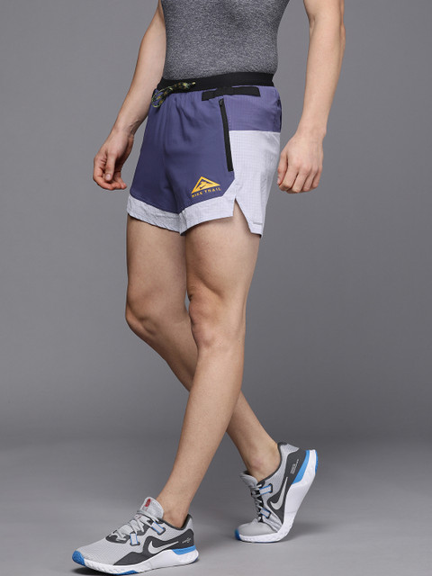 

Nike Men Purple & Blue Colourblocked Mid-Rise Sports Shorts