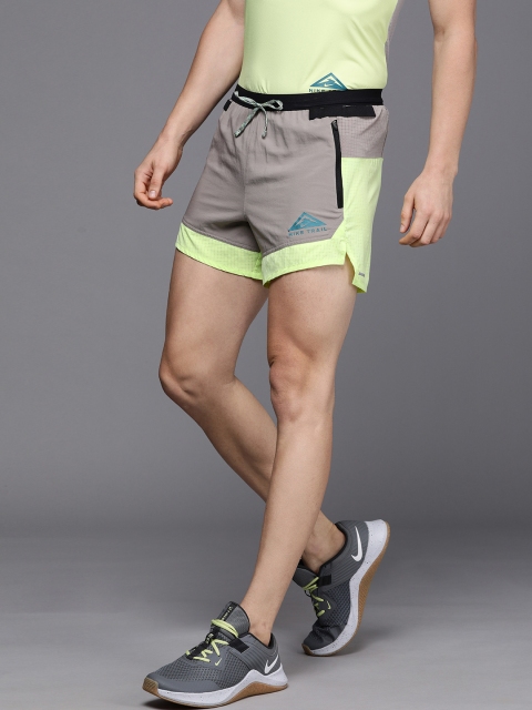 

Nike Men Grey Colourblocked Mid-Rise Sports Shorts