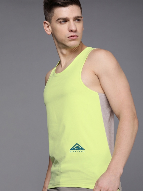 

Nike Men Green & Grey Colourblocked T-shirt