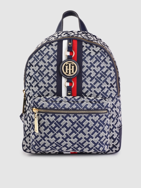 

Tommy Hilfiger Women Navy Blue & White Brand Logo Backpack