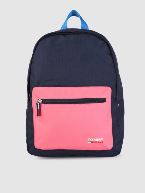 

Tommy Hilfiger Women Pink & Navy Blue Colourblocked Backpack