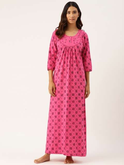 

Sweet Dreams Pink & Navy Blue Floral Print Maxi Nightdress