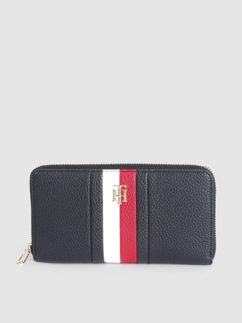 

Tommy Hilfiger Women Navy Blue & White Textured Zip Around Wallet