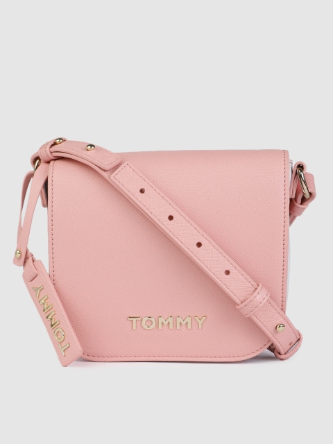 

Tommy Hilfiger Pink Saffiano Flap Sling Bag