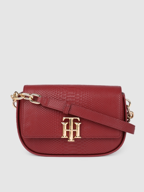 

Tommy Hilfiger Red Snake Textured TH LOCK CROSSOVER Sling Bag