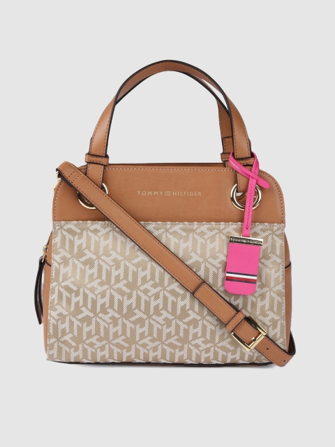 

Tommy Hilfiger Beige Printed Structured Handheld Bag