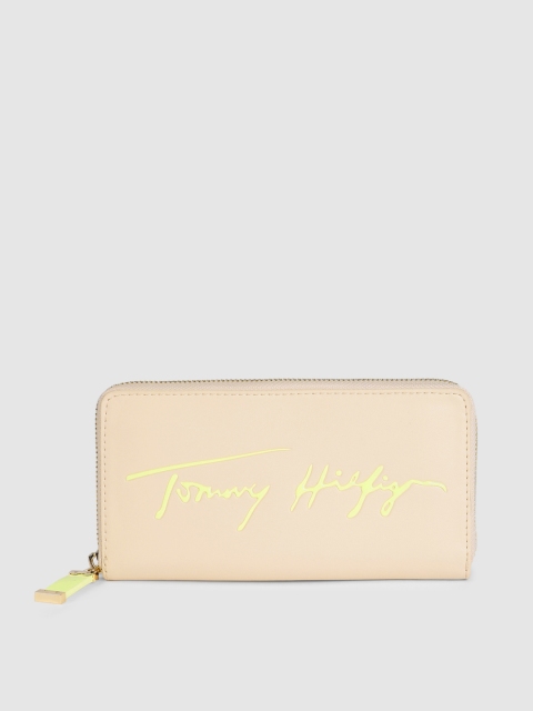 

Tommy Hilfiger Women Beige Typography Printed Zip Around Wallet