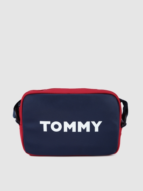 

Tommy Hilfiger Navy Blue& Red Printed Sling Bag