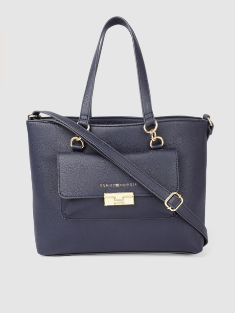 

Tommy Hilfiger Navy Blue Solid PU Regular Shopper Shoulder Bag
