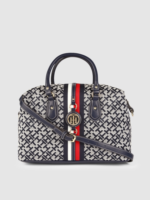 

Tommy Hilfiger Navy Blue Printed Bowling Satchel