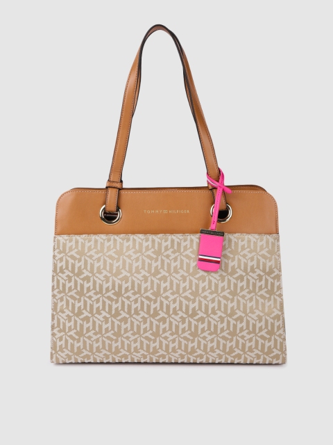 

Tommy Hilfiger Beige Printed Structured Handheld Bag