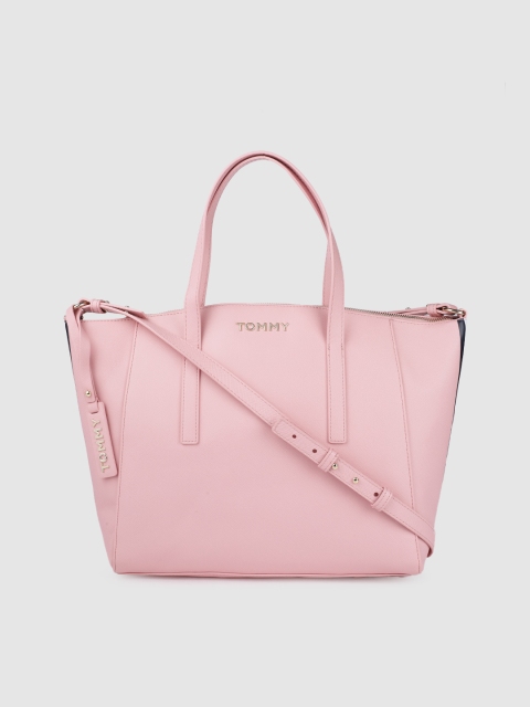 

Tommy Hilfiger Pink Solid PU Regular Structured Tote Bag