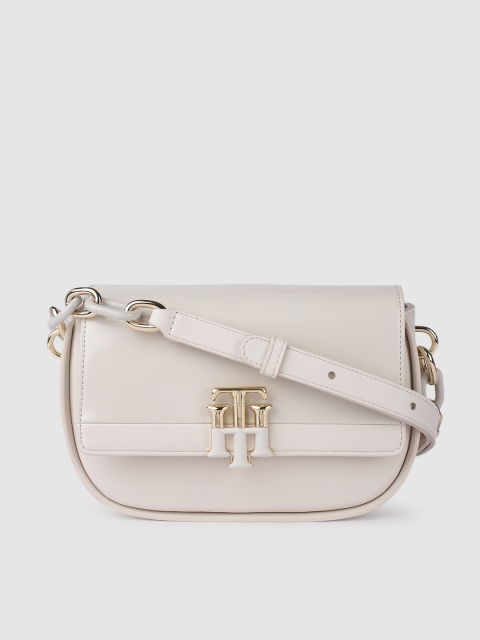 

Tommy Hilfiger Off White Solid PU Regular Structured Sling Bag