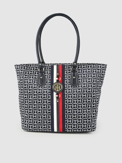 

Tommy Hilfiger Black & White Printed Structured Shoulder Bag