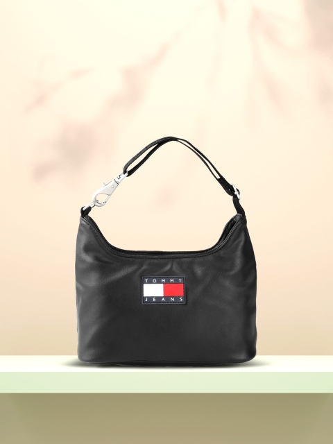 

Tommy Hilfiger Black Solid TJW HERITAGE Structured Hobo Bag