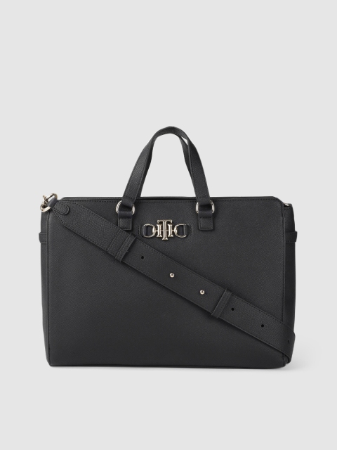 

Tommy Hilfiger Black Textured Club Structured Handheld Bag